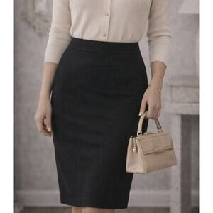 Theory Minimalist Pencil Skirt Size 2 Black Tailored Academia Workwear Classic
